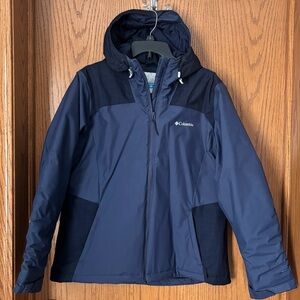 Columbia Navy Dark Blue Insulated Jacket eXceLLenT womens large omni-tech